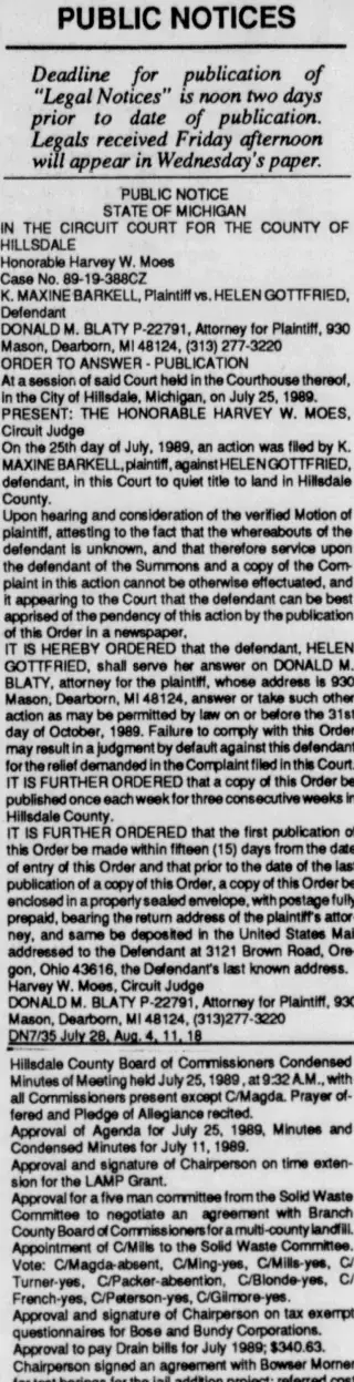 other Newspaper clipping from Aug 11, 1989 5833659