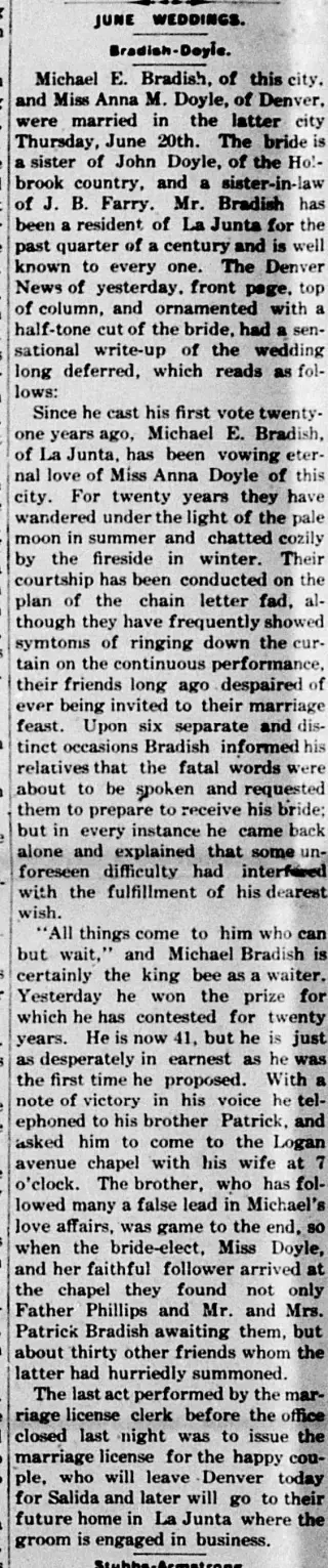 Marriage Newspaper clipping from Jun 22, 1907 5836055