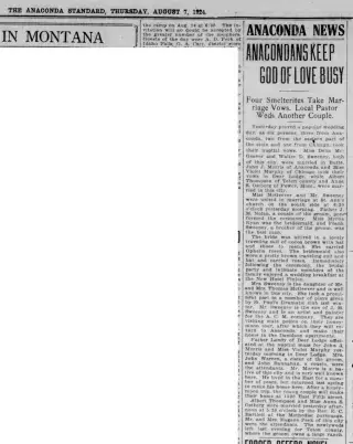 Marriage Newspaper clipping from Aug 7, 1924 5836554