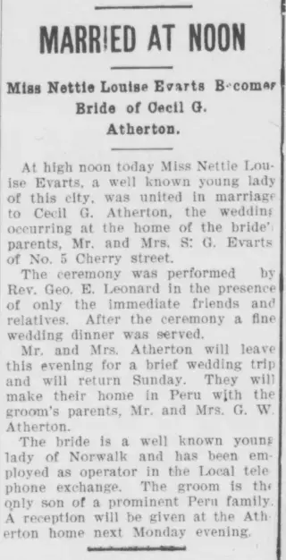 Marriage Newspaper clipping from Aug 15, 1906 5836642