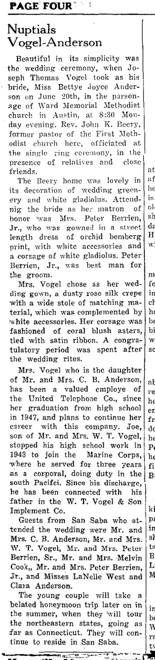 Marriage Newspaper clipping from Jun 23, 1949 5838310