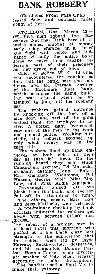 Crime Newspaper clipping from Mar 12, 1934 5838771