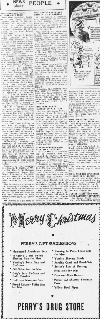 Marriage Newspaper clipping from Dec 12, 1946 5842934