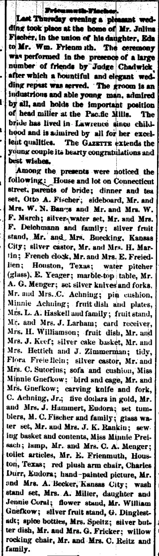Marriage Newspaper clipping from Nov 12, 1885 5844054