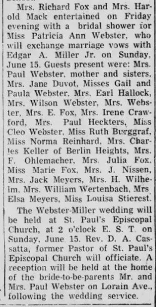 Marriage Newspaper clipping from Jun 6, 1952 5845910