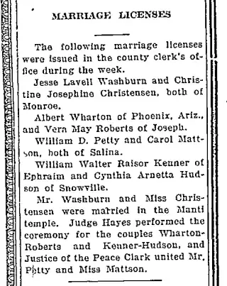 Marriage Newspaper clipping from Dec 2, 1920 5846181