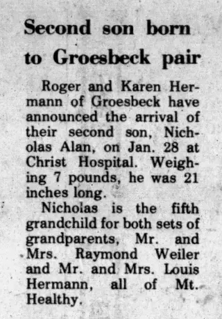 Birth Newspaper clipping from Mar 18, 1981 5846371
