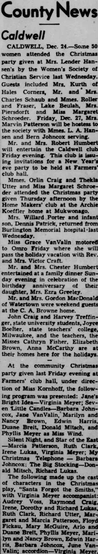 Birth Newspaper clipping from Dec 26, 1940 5849175