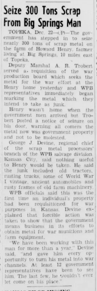 other Newspaper clipping from Dec 22, 1943 5850414