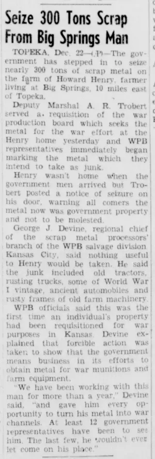 other Newspaper clipping from Dec 22, 1943 5850735