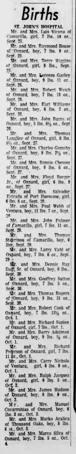 Birth Newspaper clipping from Oct 10, 1974 5850899