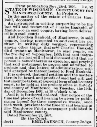 other Newspaper clipping from Nov 23, 1893 5853028