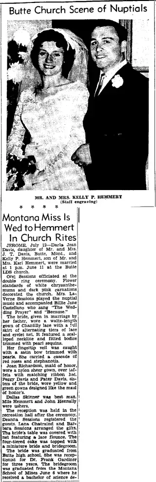 Marriage Newspaper clipping from Jul 12, 1960 5853490