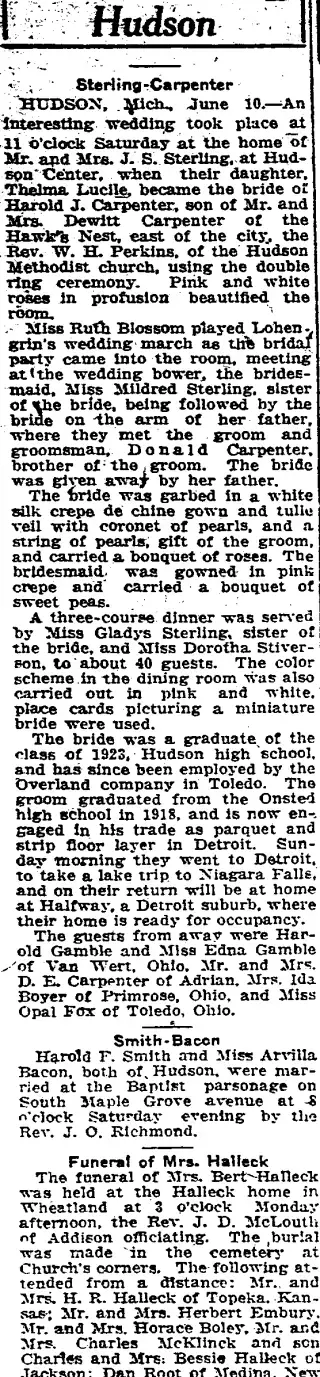 Marriage Newspaper clipping from Jun 10, 1925 5854201