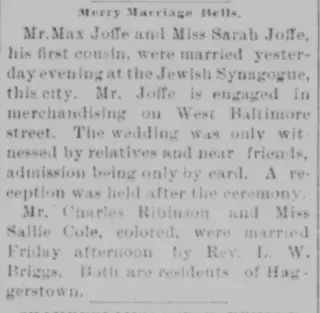 Marriage Newspaper clipping from Jan 8, 1894 5854248