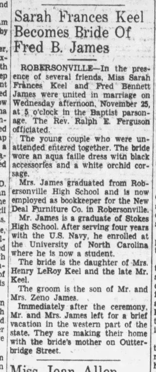 Marriage Newspaper clipping from Dec 9, 1953 5862637