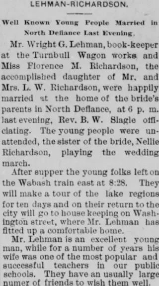 Marriage Newspaper clipping from Sep 6, 1894 5864644