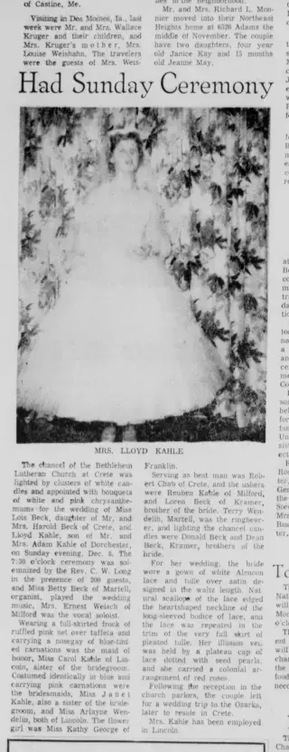 Marriage Newspaper clipping from Dec 9, 1957 5868540