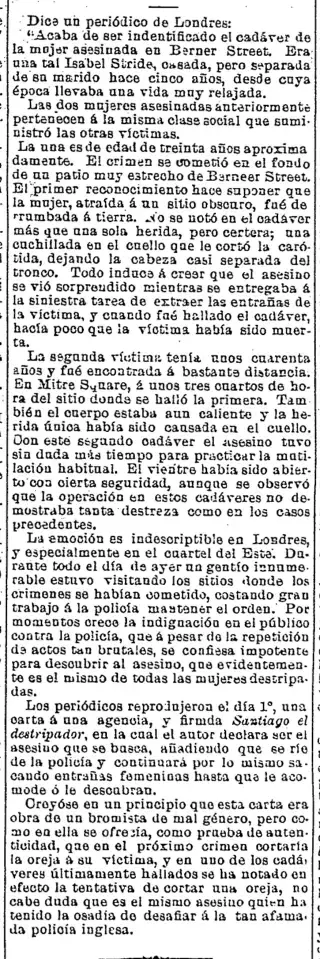 Crime Newspaper clipping from Nov 17, 1888 5869590