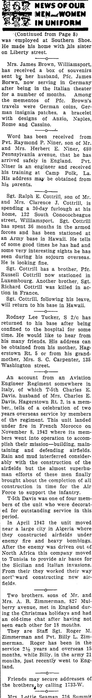 other Newspaper clipping from Jan 9, 1945 5870279