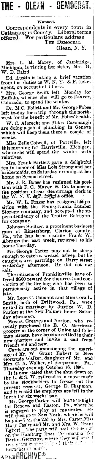 other Newspaper clipping from Oct 16, 1890 5871535