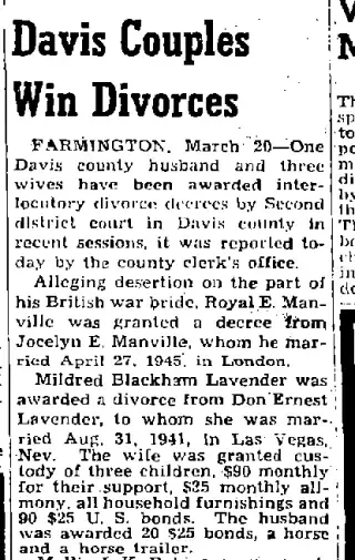 Divorce Newspaper clipping from Mar 21, 1948 5874552