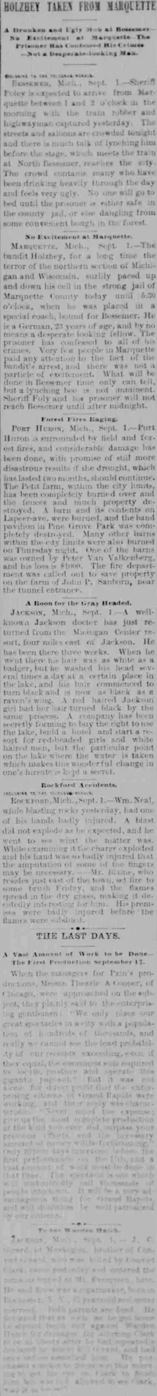Crime Newspaper clipping from Sep 2, 1889 5874690