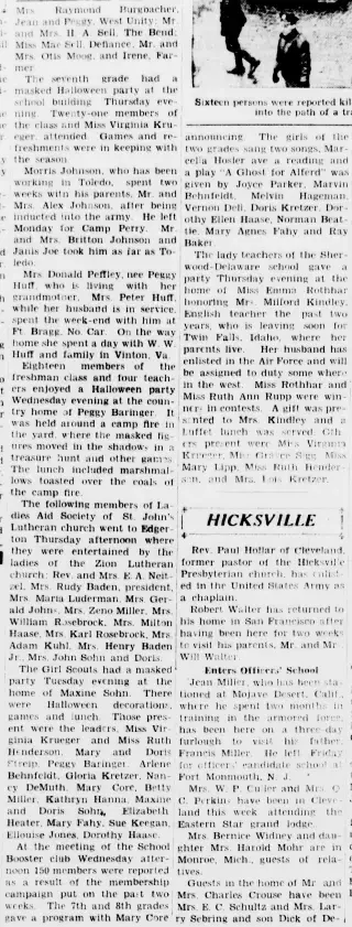 General news Newspaper clipping from Oct 31, 1942 5877229
