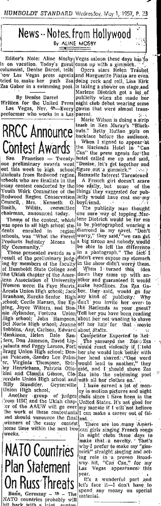 other Newspaper clipping from May 1, 1957 5884185