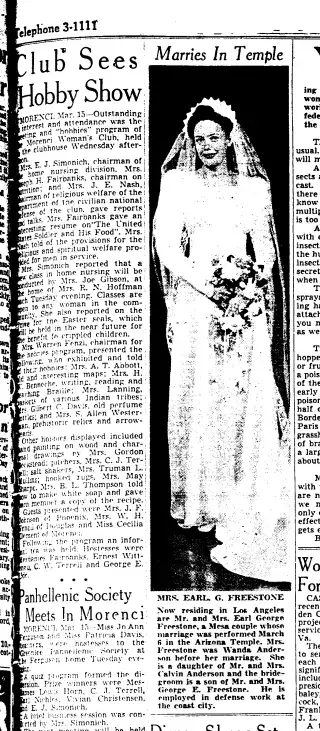 Marriage Newspaper clipping from Mar 16, 1942 5887037