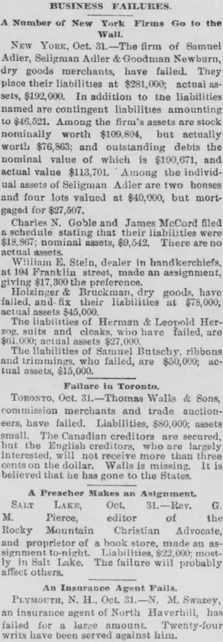 Business Newspaper clipping from Nov 1, 1883 5887197