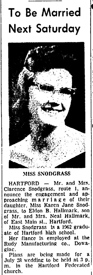 Marriage Newspaper clipping from Jul 21, 1962 5887611