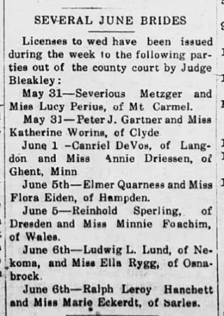 Marriage Newspaper clipping from Jun 7, 1917 5888666