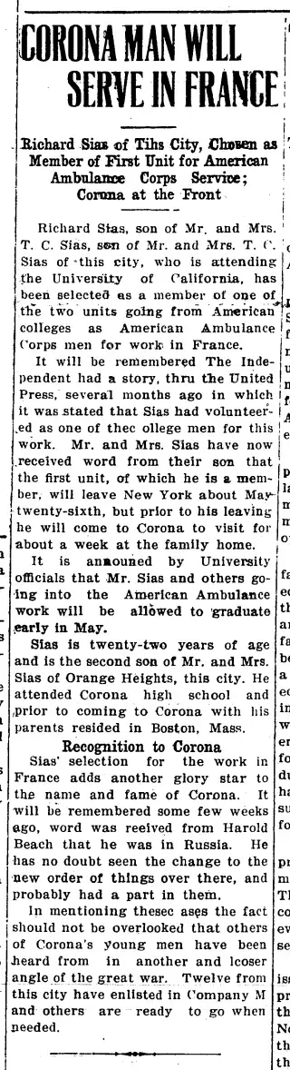 Military Newspaper clipping from Apr 6, 1917 5897175
