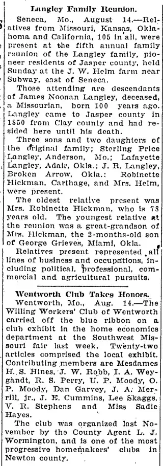 other Newspaper clipping from Aug 15, 1923 5902153