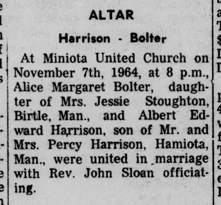 Marriage Newspaper clipping from Nov 25, 1964 5902571