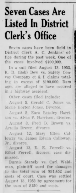 other Newspaper clipping from Aug 13, 1953 5915471
