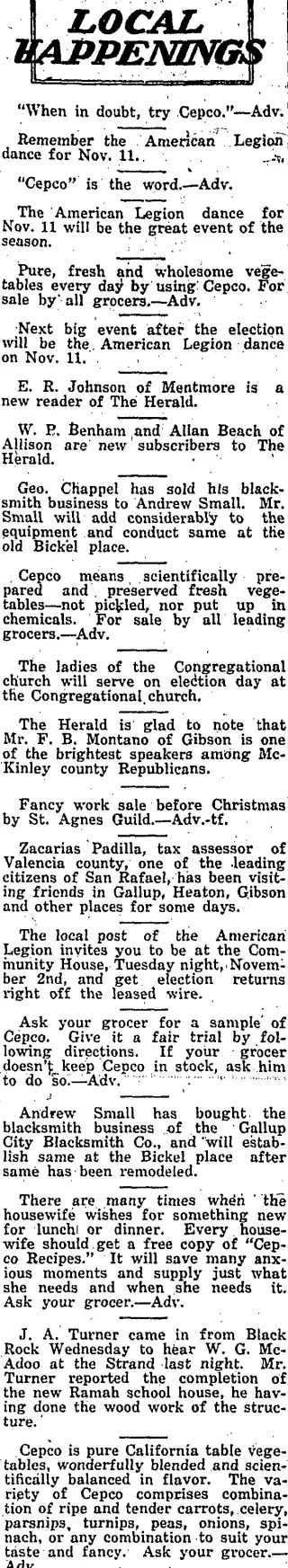 other Newspaper clipping from Oct 30, 1920 5919424