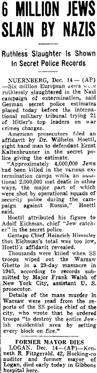 other Newspaper clipping from Dec 14, 1945 5920620