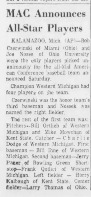 Sports Newspaper clipping from May 28, 1961 5925122