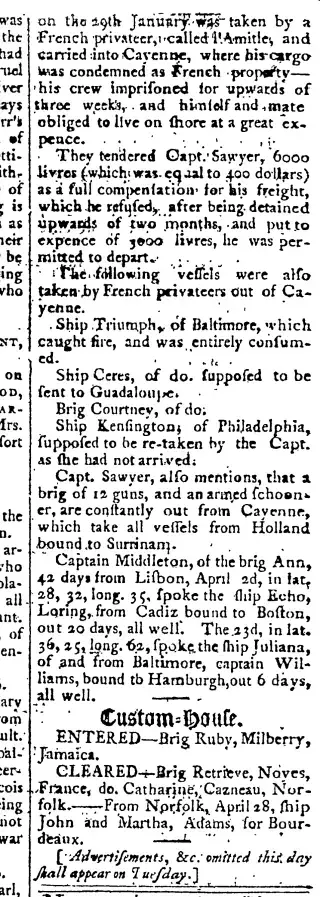 other Newspaper clipping from May 16, 1795 5927540