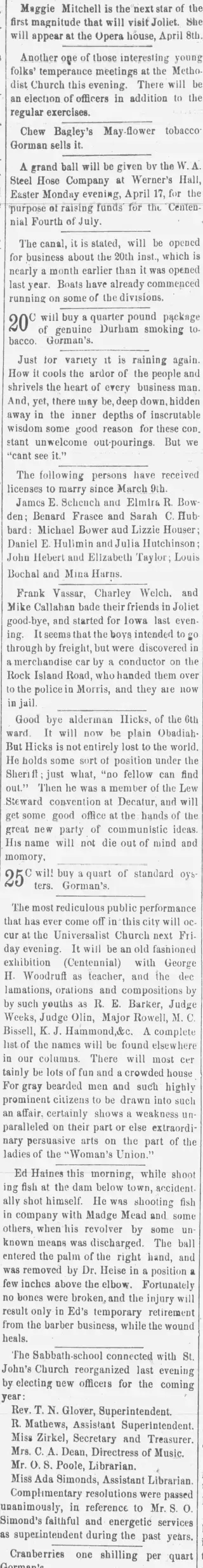 Marriage Newspaper clipping from Mar 16, 1876 5927944