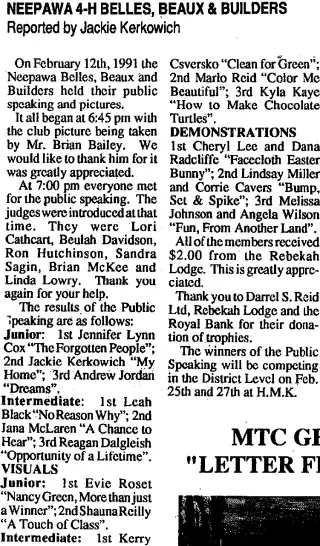 other Newspaper clipping from Feb 18, 1991 5929437
