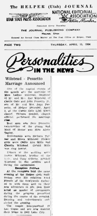 Marriage Newspaper clipping from Apr 15, 1954 5929638