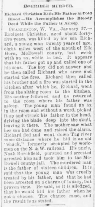 Murders Newspaper clipping from Jan 28, 1892 5929876