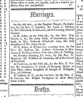 Marriage Newspaper clipping from Jan 10, 1855 5931346