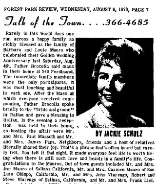 Anniversary Newspaper clipping from Aug 8, 1973 5931772