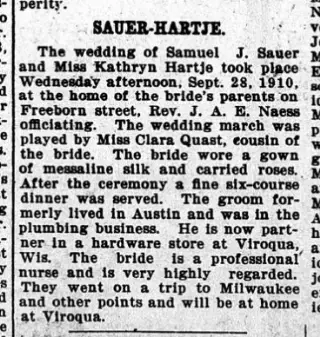 Marriage Newspaper clipping from Oct 5, 1910 5932445