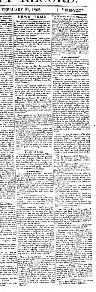 other Newspaper clipping from Feb 27, 1862 5933134
