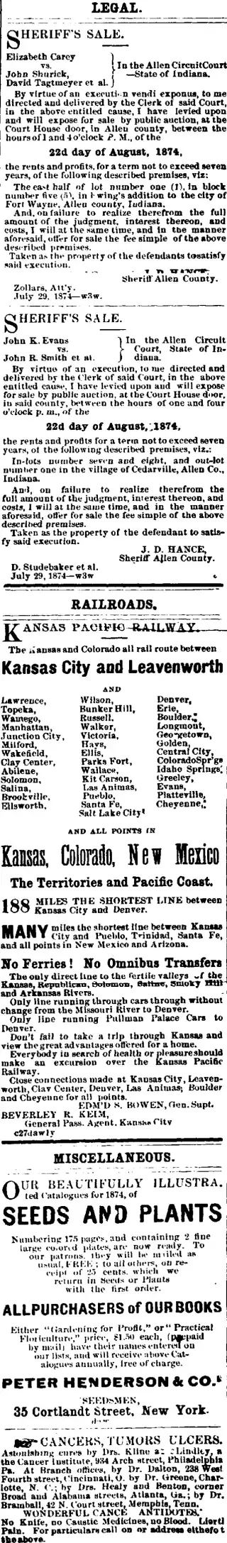 General news Newspaper clipping from Jul 29, 1874 5934038